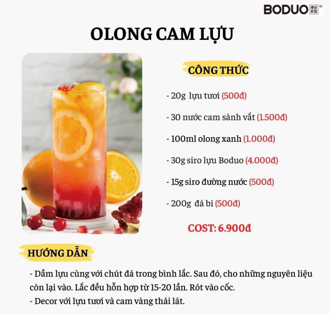 Tổng hợp công thức pha chế đồ uống Boduo: Trân châu đường đen, Olong cam bưởi, Hồng trà sữa, Trà sữa đào và Olong cam lựu
