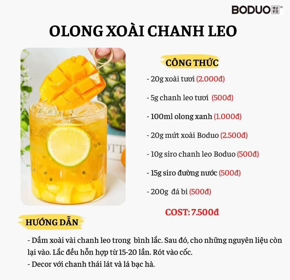 Tổng hợp công thức pha chế đồ uống Boduo: Trân châu đường đen, Olong cam bưởi, Hồng trà sữa, Trà sữa đào và Olong cam lựu