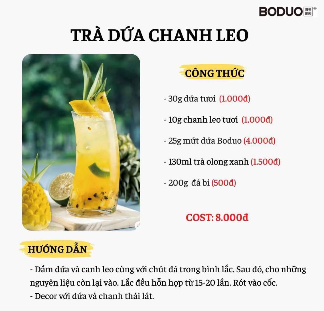 Tổng hợp công thức pha chế đồ uống Boduo: Trân châu đường đen, Olong cam bưởi, Hồng trà sữa, Trà sữa đào và Olong cam lựu