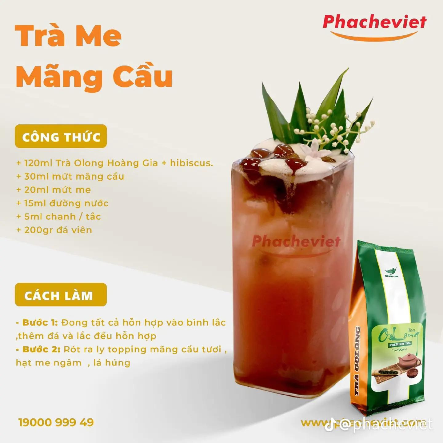 Tổng hợp công thức pha chế đồ uống: Cà phê hoa đậu biếc, Trà Oolong Măng cụt, Trà Me Mãng cầu và Oolong Dưa Đỏ