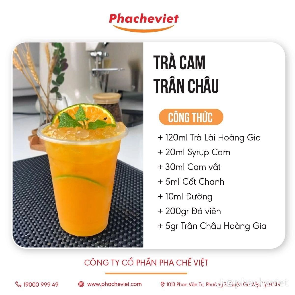 Tổng hợp công thức pha chế đồ uống: Caramel Coffee Đá Xay, Trà Cam Trân Châu, Trà Đào Cam Hạt Chia và Matcha Đá Xay