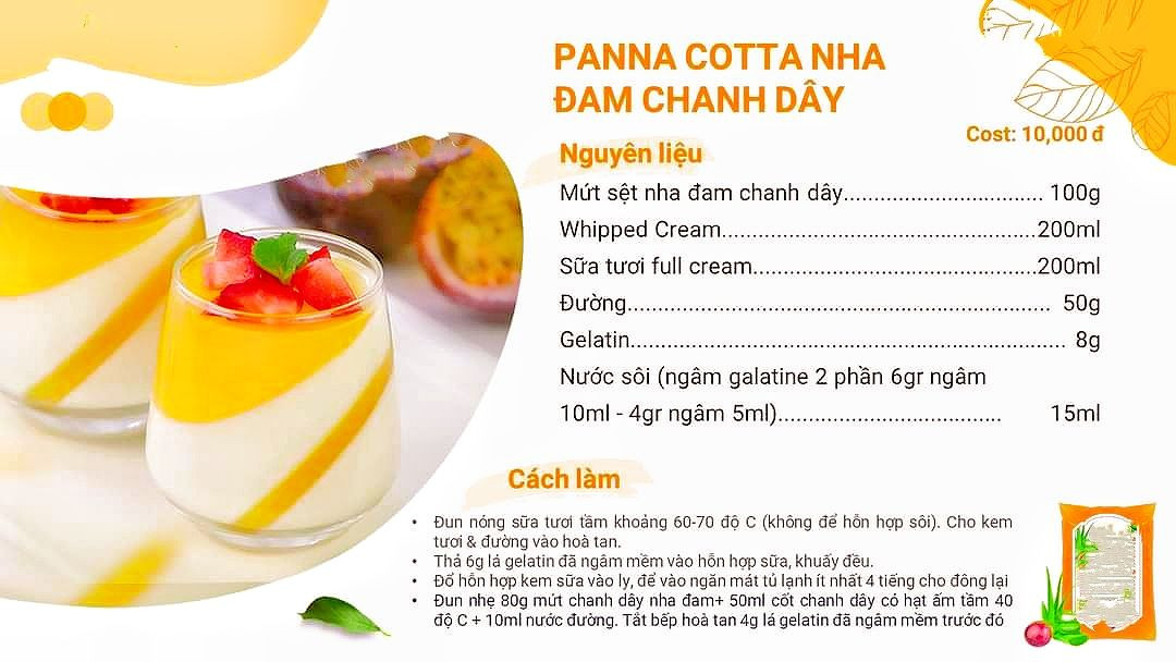 Tổng hợp công thức pha chế đồ uống Chanh Dây: Trà Vải, Panna Cotta, Mojito và Mật Ong