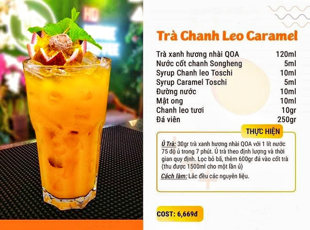 Tổng hợp công thức pha chế đồ uống Chanh Dây: Trà Vải, Panna Cotta, Mojito và Mật Ong