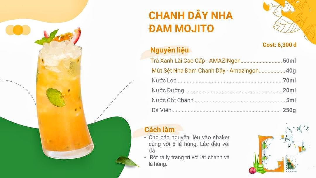 Tổng hợp công thức pha chế đồ uống Chanh Dây: Trà Vải, Panna Cotta, Mojito và Mật Ong