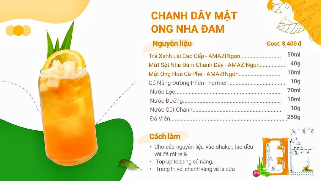 Tổng hợp công thức pha chế đồ uống Chanh Dây: Trà Vải, Panna Cotta, Mojito và Mật Ong