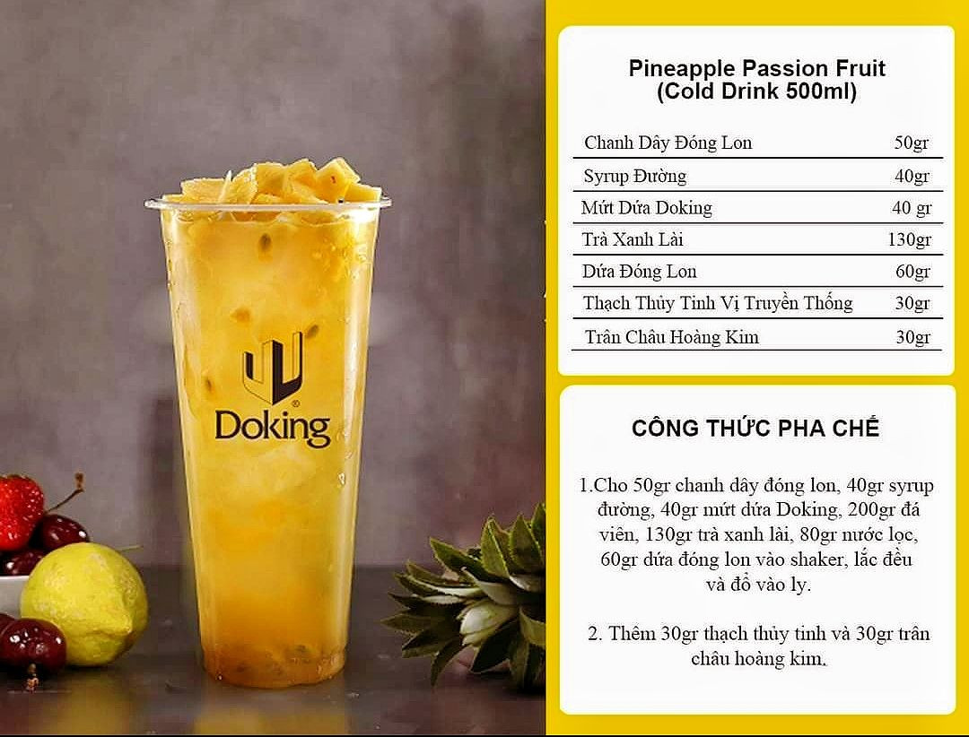 Tổng hợp công thức pha chế đồ uống Chanh Dây: Trà Vải, Panna Cotta, Mojito và Mật Ong