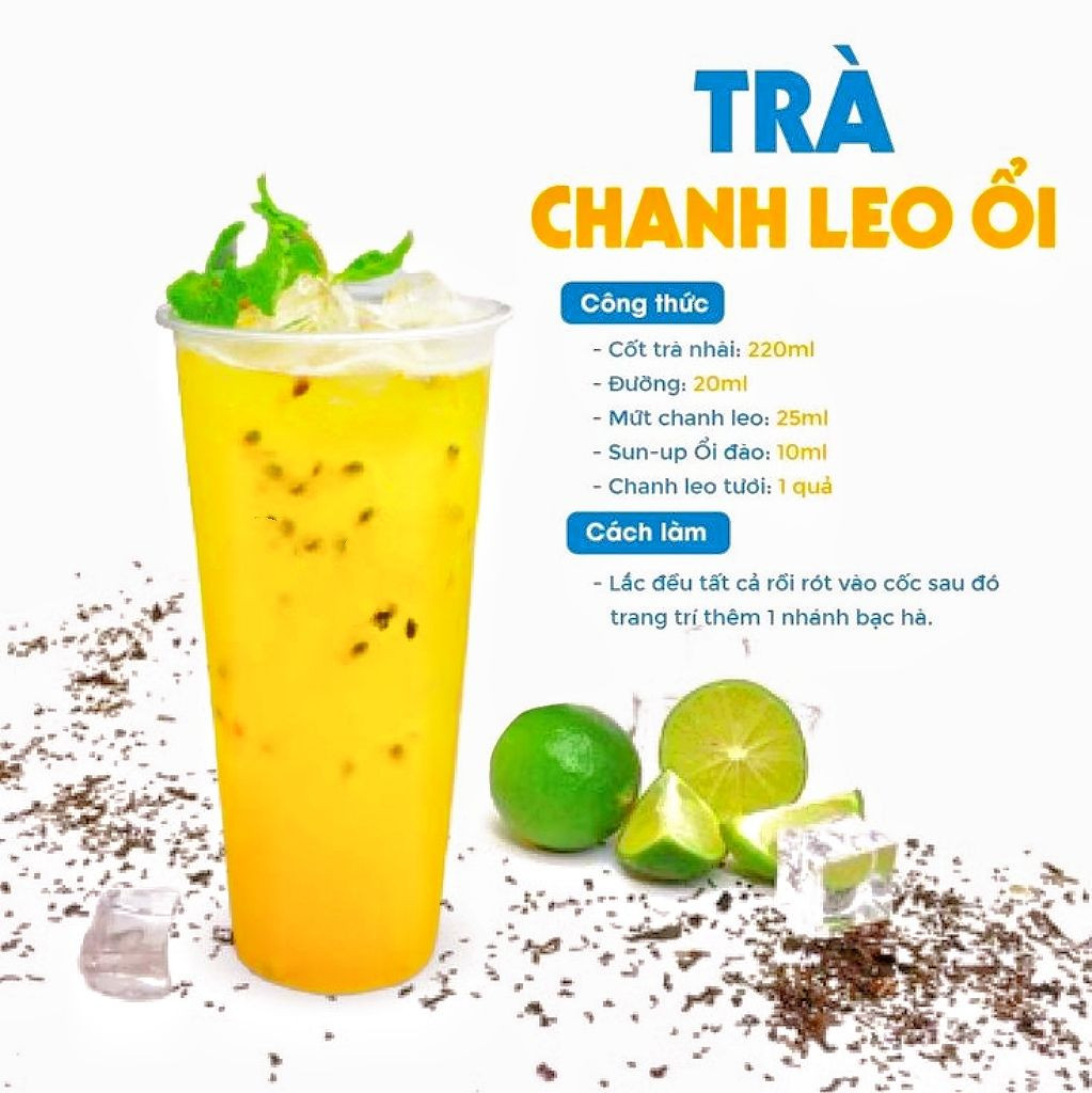 Tổng hợp công thức pha chế đồ uống Chanh Dây: Trà Vải, Panna Cotta, Mojito và Mật Ong
