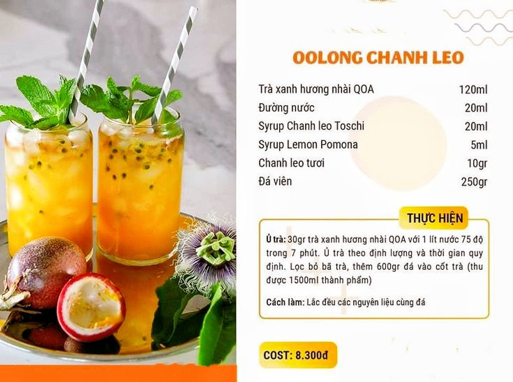 Tổng hợp công thức pha chế đồ uống Chanh Dây: Trà Vải, Panna Cotta, Mojito và Mật Ong