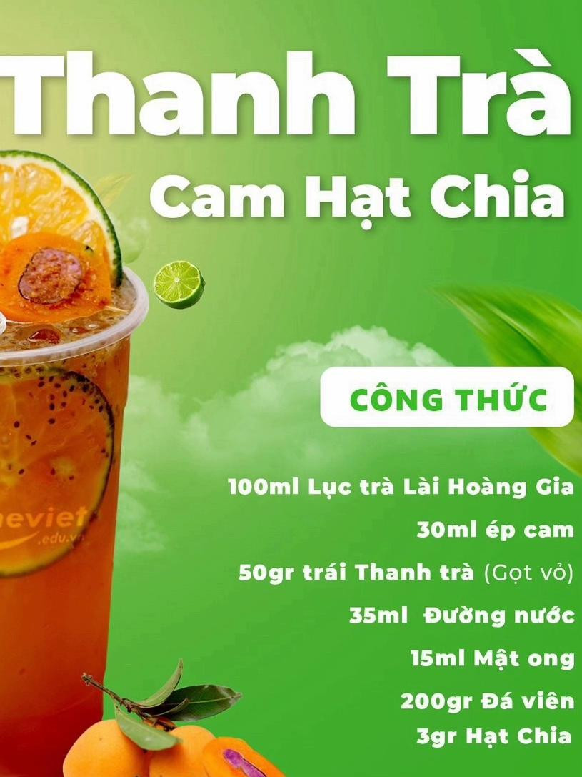 Tổng hợp công thức pha chế đồ uống: Hồng Trà Tắc Xí Muội, Trà Thanh Trà và Thanh Trà Cam Hạt Chia