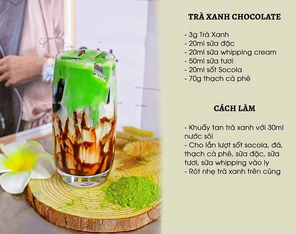 Tổng hợp công thức pha chế đồ uống Matcha đa dạng: Sữa đậu nành nóng, đá xay, trà xanh chocolate, panna cotta và cà phê hazelnut
