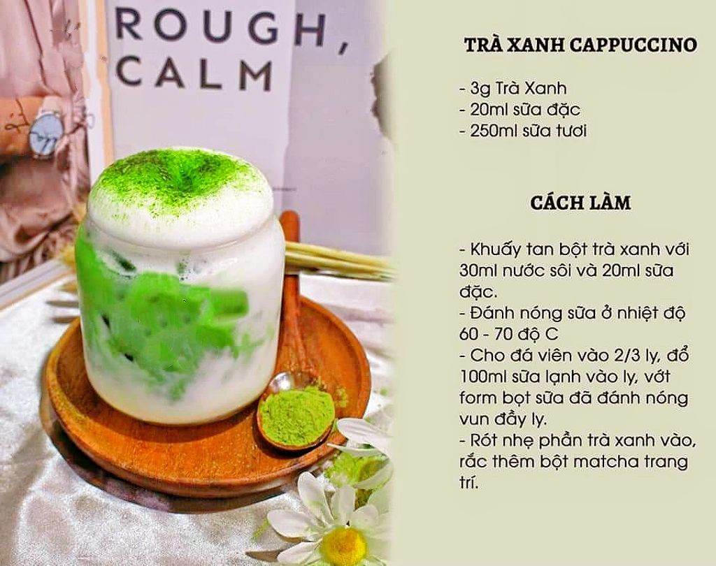 Tổng hợp công thức pha chế đồ uống Matcha đa dạng: Sữa đậu nành nóng, đá xay, trà xanh chocolate, panna cotta và cà phê hazelnut