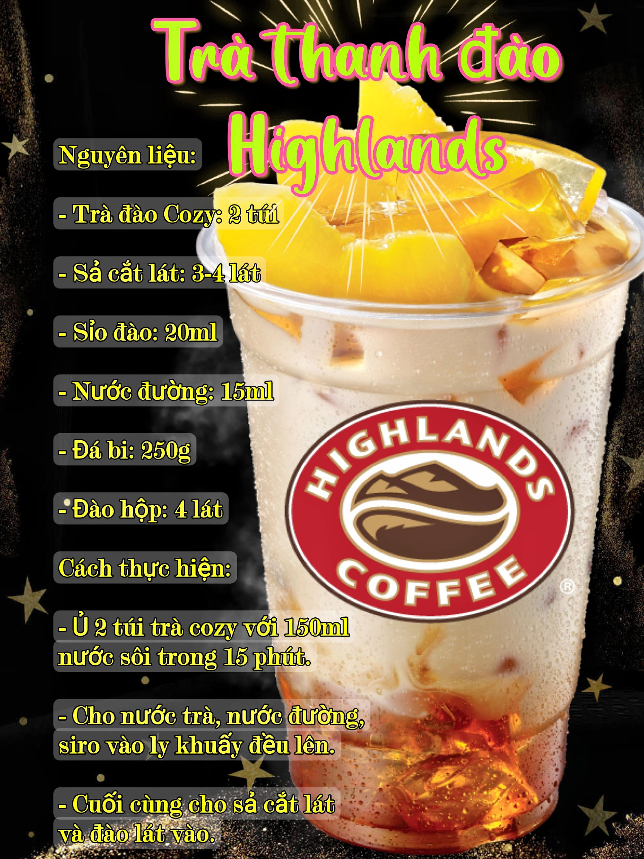 Tổng hợp công thức pha chế đồ uống nổi tiếng: Trà sen vàng, Trà đào Highlands, Matcha Coffee Starbucks và Đá xay Xoài Latte