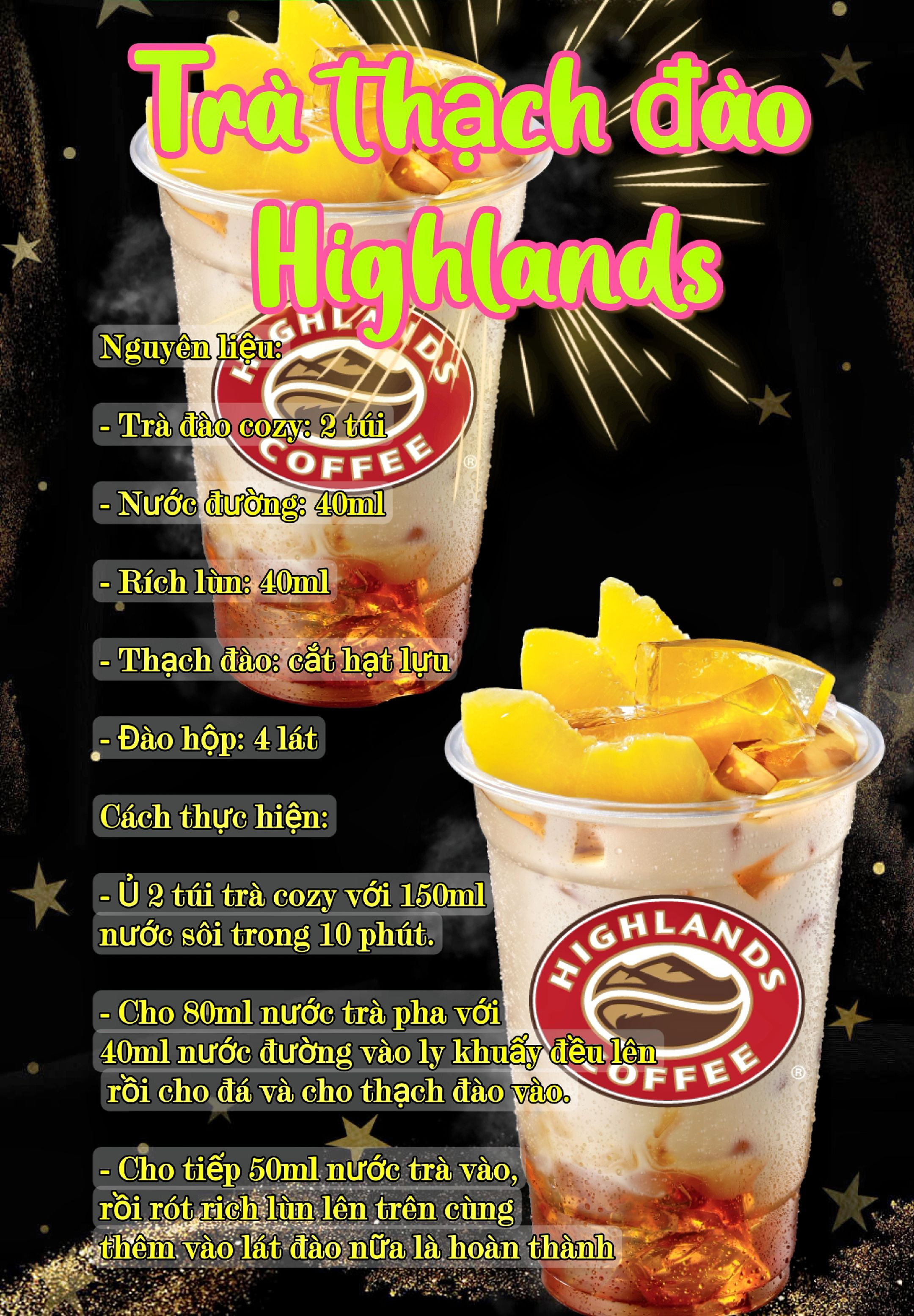 Tổng hợp công thức pha chế đồ uống nổi tiếng: Trà sen vàng, Trà đào Highlands, Matcha Coffee Starbucks và Đá xay Xoài Latte