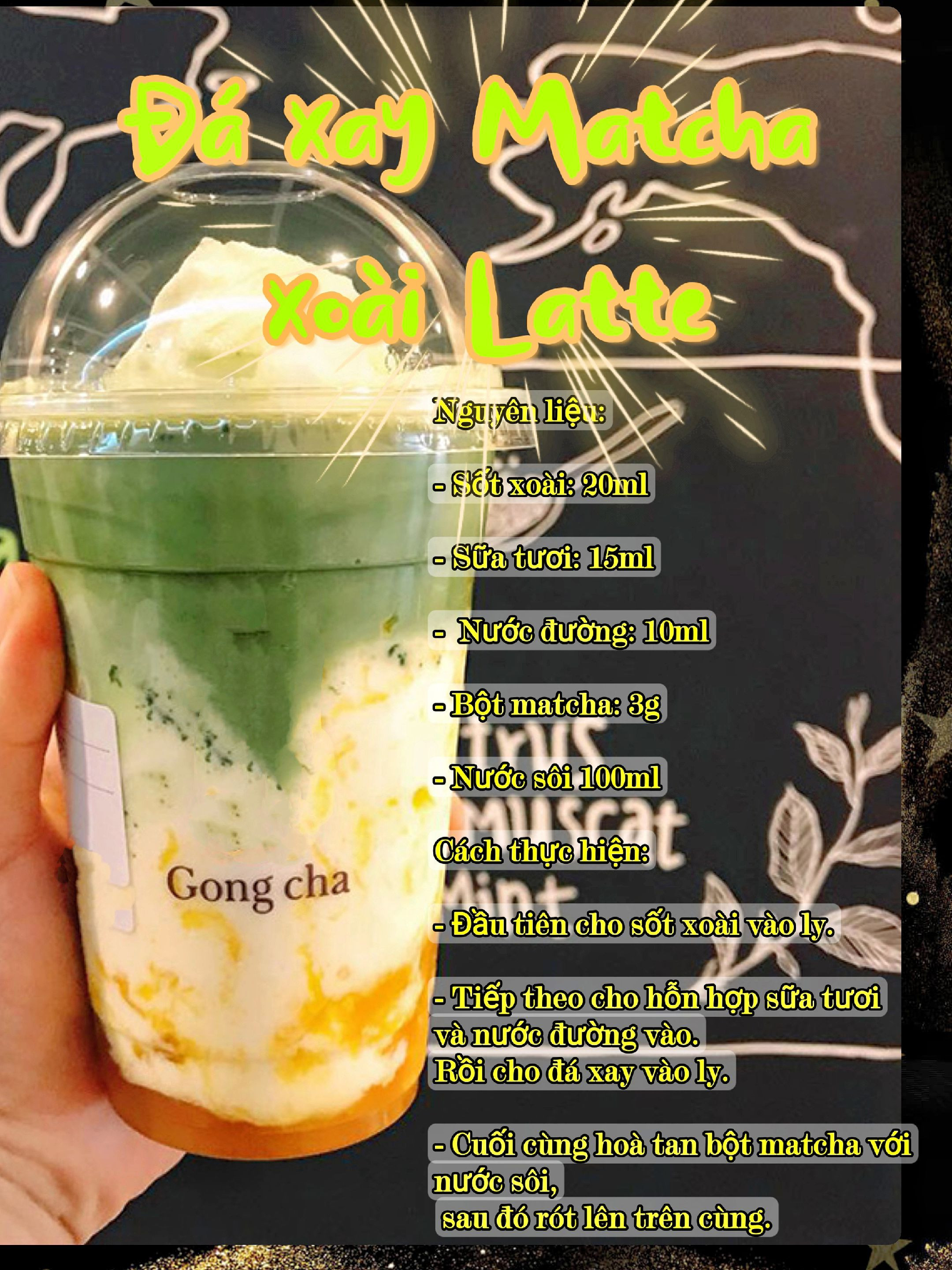 Tổng hợp công thức pha chế đồ uống nổi tiếng: Trà sen vàng, Trà đào Highlands, Matcha Coffee Starbucks và Đá xay Xoài Latte