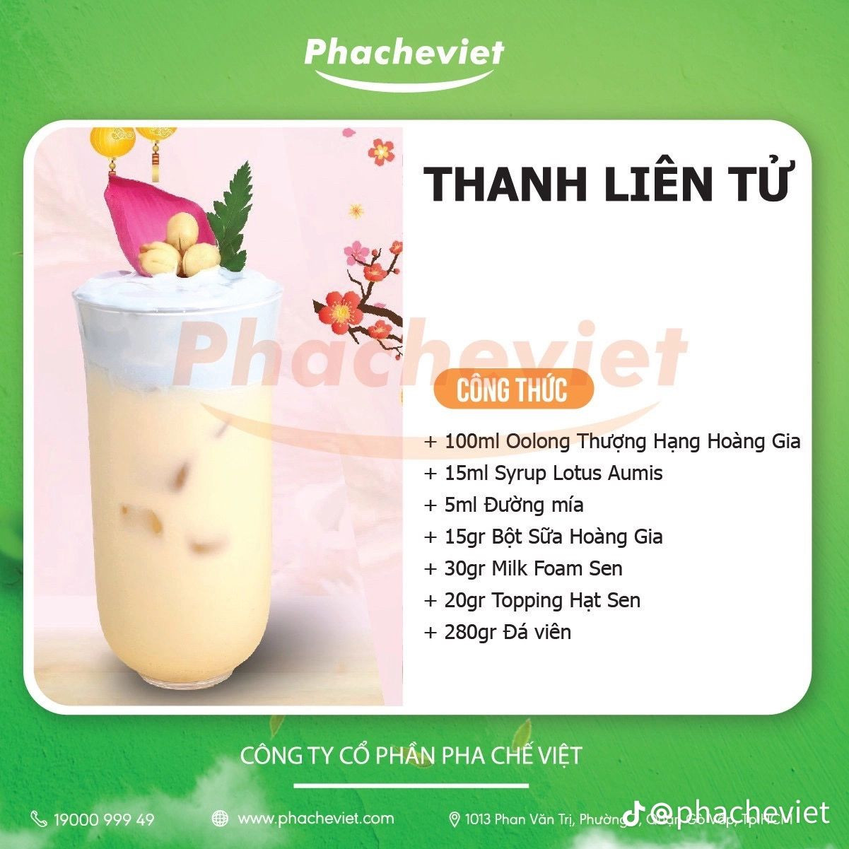 Tổng hợp công thức pha chế đồ uống: Sữa chua dứa dâu, Thanh liên tử, Sữa mè phê muối Bạc Liêu và Trà Oolong nhãn đá xay
