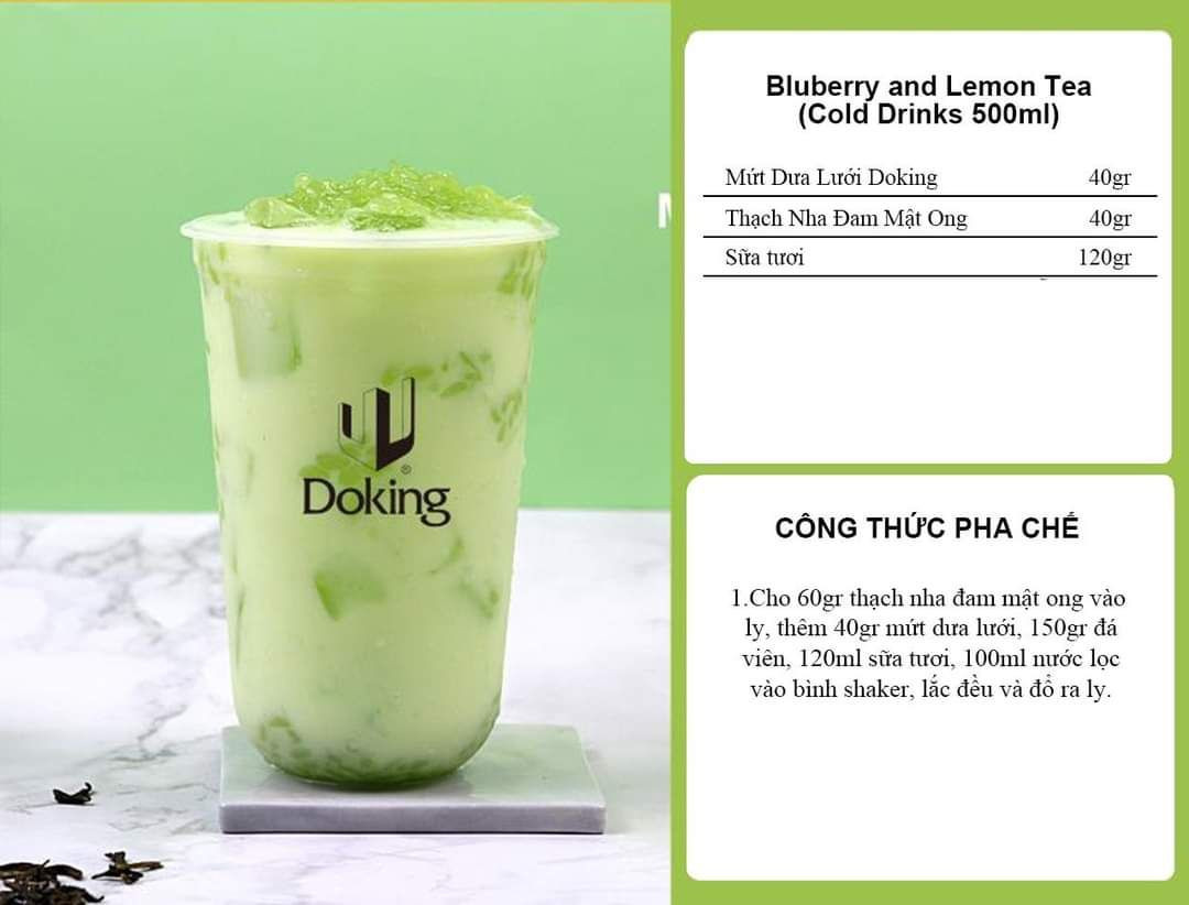 Tổng hợp công thức pha chế nước ép dưa lưới Doking đa dạng: Melon Fruit Tea, Bluberry Lemon Tea, Cheese Melon Drink, Green Cantaloupe Milk và Cantaloupe Sparkling Water
