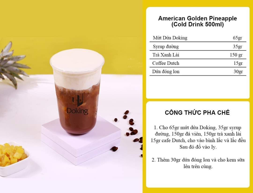 Tổng hợp công thức pha chế nước trái cây và trà sữa Doking: Dưa, Yakult, Passion Fruit