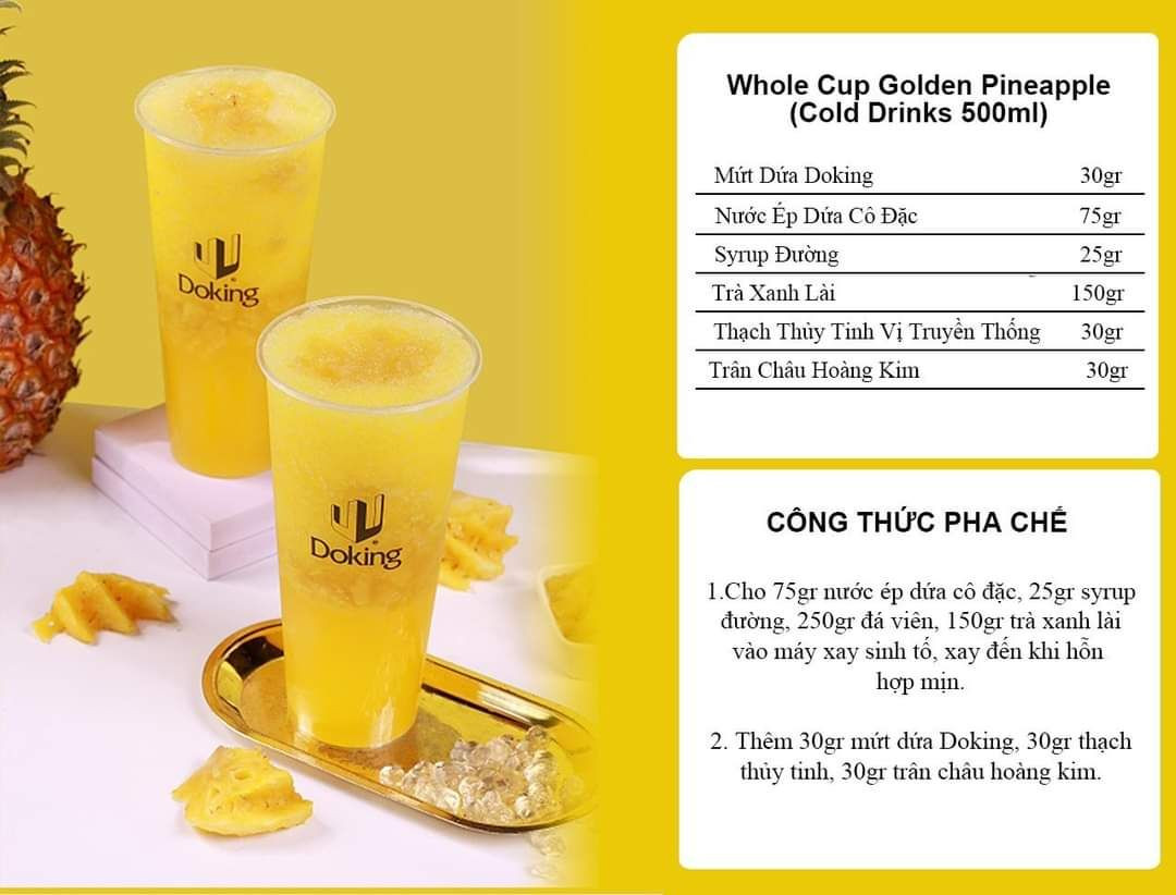 Tổng hợp công thức pha chế nước trái cây và trà sữa Doking: Dưa, Yakult, Passion Fruit