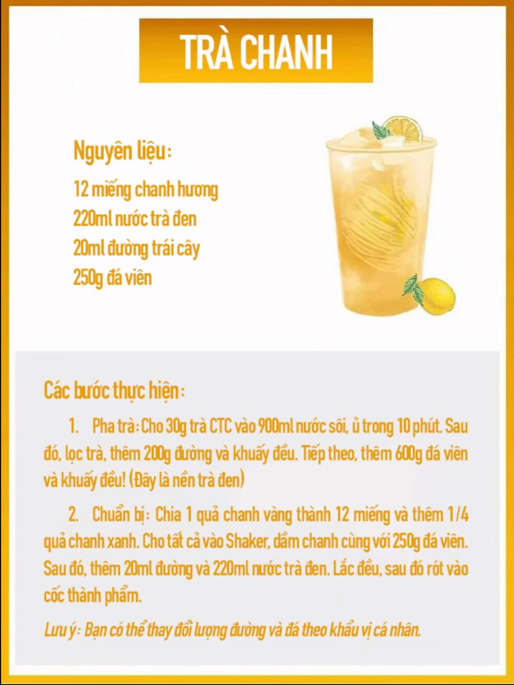 Tổng hợp công thức pha chế trà chanh đa dạng hương vị: Đặc biệt, Dâu Tây, Dứa, Dải và Nhiệt Đới