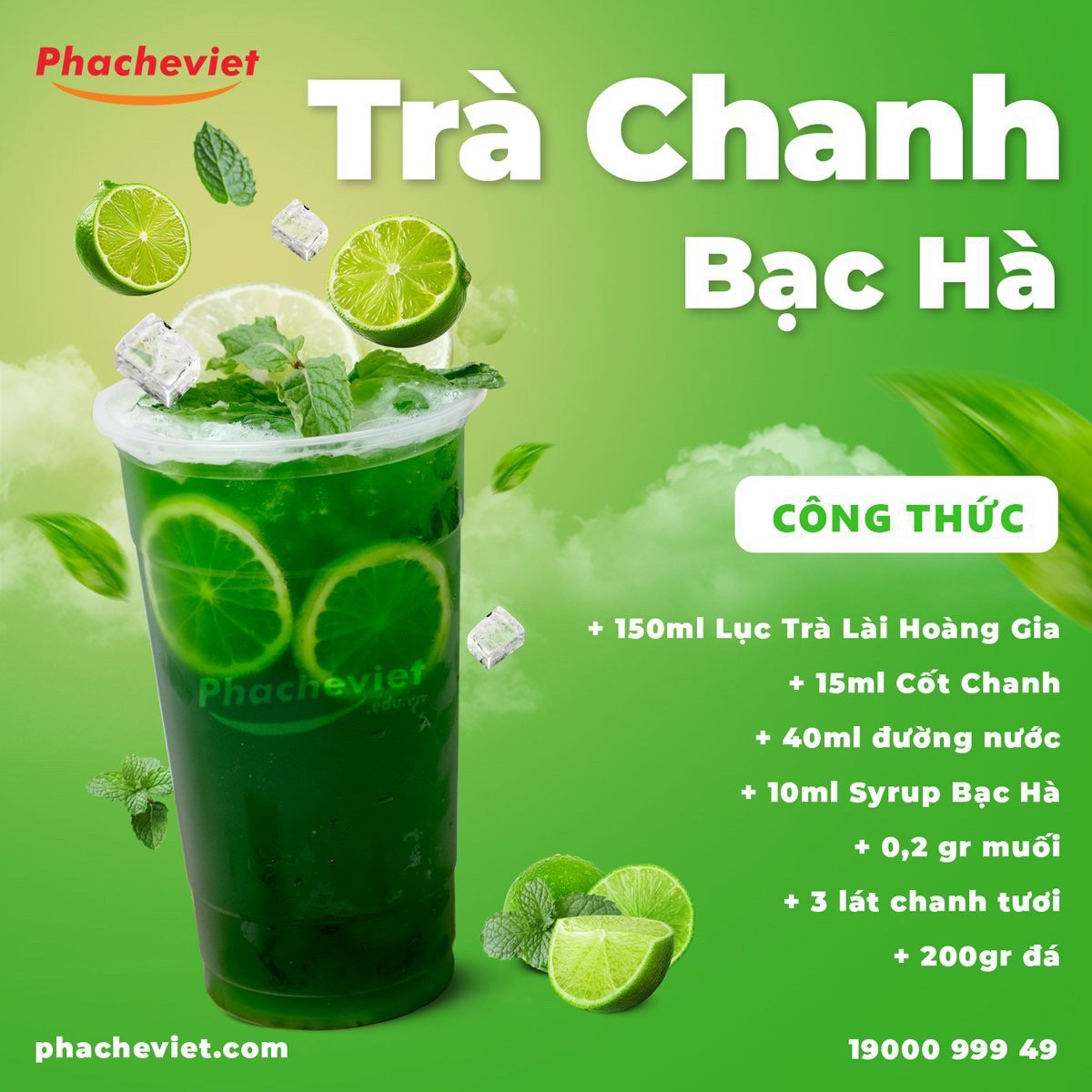 Tổng hợp công thức pha chế Trà Tắc Thái Đỏ, Trà Chanh Bạc Hà và Hồng Trà Tắc Xí Muội