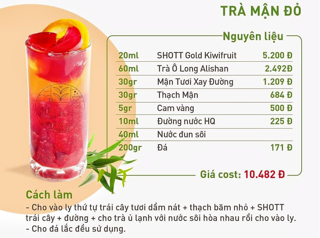 Tổng hợp công thức pha chế trà trái cây giải nhiệt ngày hè: Trà Xoài Bưởi Hồng, Cam Đào, Đào Thạch Mặn, Xoài Thạch Trà và Chanh Kiểu Mạch