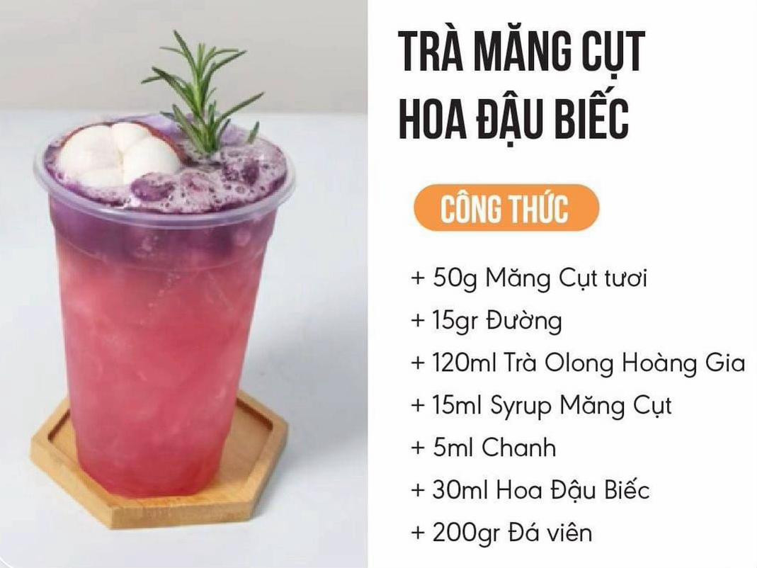 Tổng hợp công thức pha chế trà trái cây: Hồng Trà Dâu, Trà Oolong Xoài, Trà Mãng Cụt Hoa Đậu Biếc và Trà Cam Vàng Kiwi