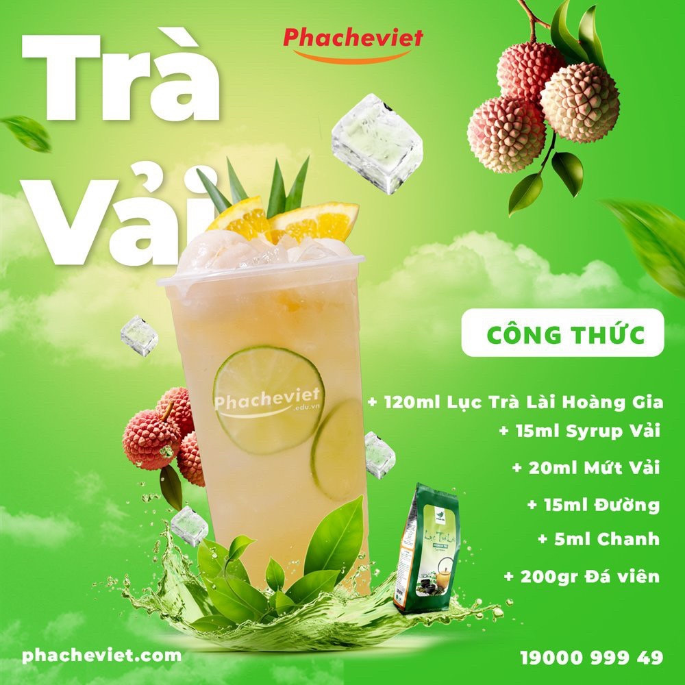 Tổng hợp công thức pha chế trà trái cây mùa xuân hè: Trà Bưởi, Trà Táo và Trà Vải Nha Đam