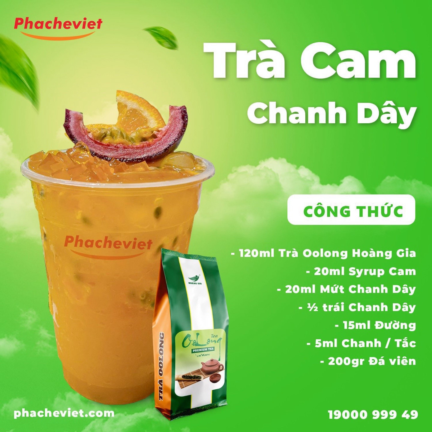 Tổng hợp công thức pha chế trà trái cây Oolong: Trà Oolong Quýt, Trà Cam Chanh Dây, Trà Oolong Cam Đào và Trà Xoài Oolong Nướng