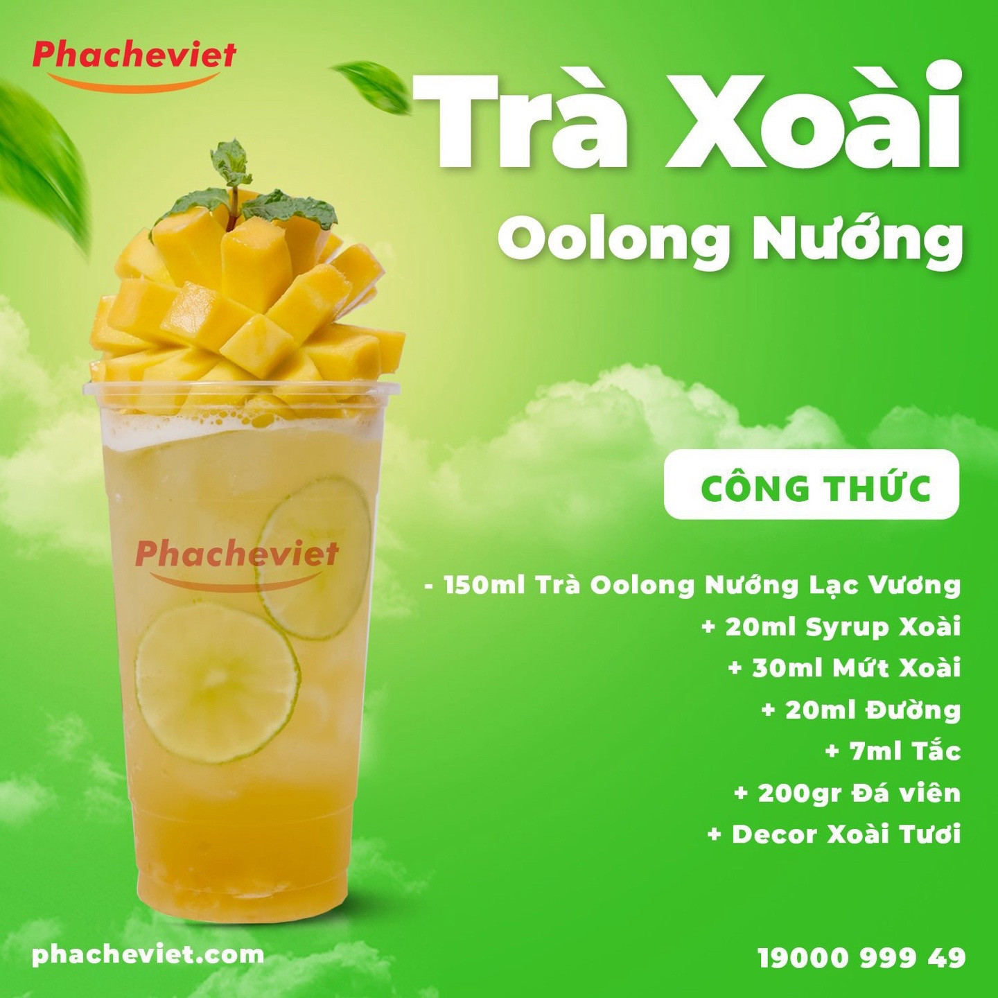 Tổng hợp công thức pha chế trà trái cây Oolong: Trà Oolong Quýt, Trà Cam Chanh Dây, Trà Oolong Cam Đào và Trà Xoài Oolong Nướng