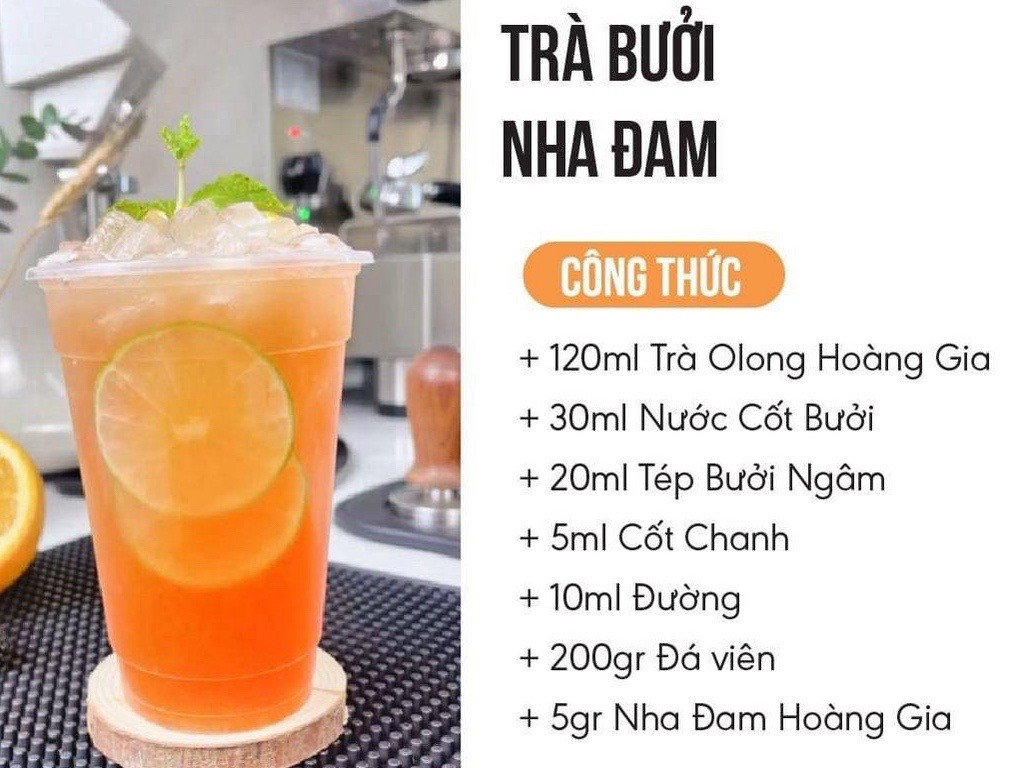 Tổng hợp công thức pha chế trà trái cây: Trà Bưởi Nha Đam, Lục Trà Lài Đắc Thơm, Trà Vải Dưa Hấu và Lục Trà Đào