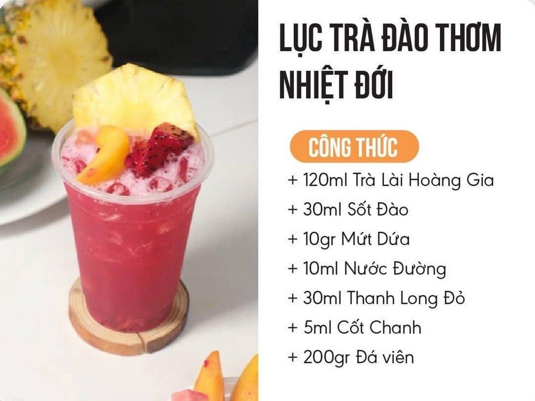 Tổng hợp công thức pha chế trà trái cây: Trà Dâu, Trà Vải, Lục Trà Đào và Trà Mãng Cụt Hoa Đậu Biếc