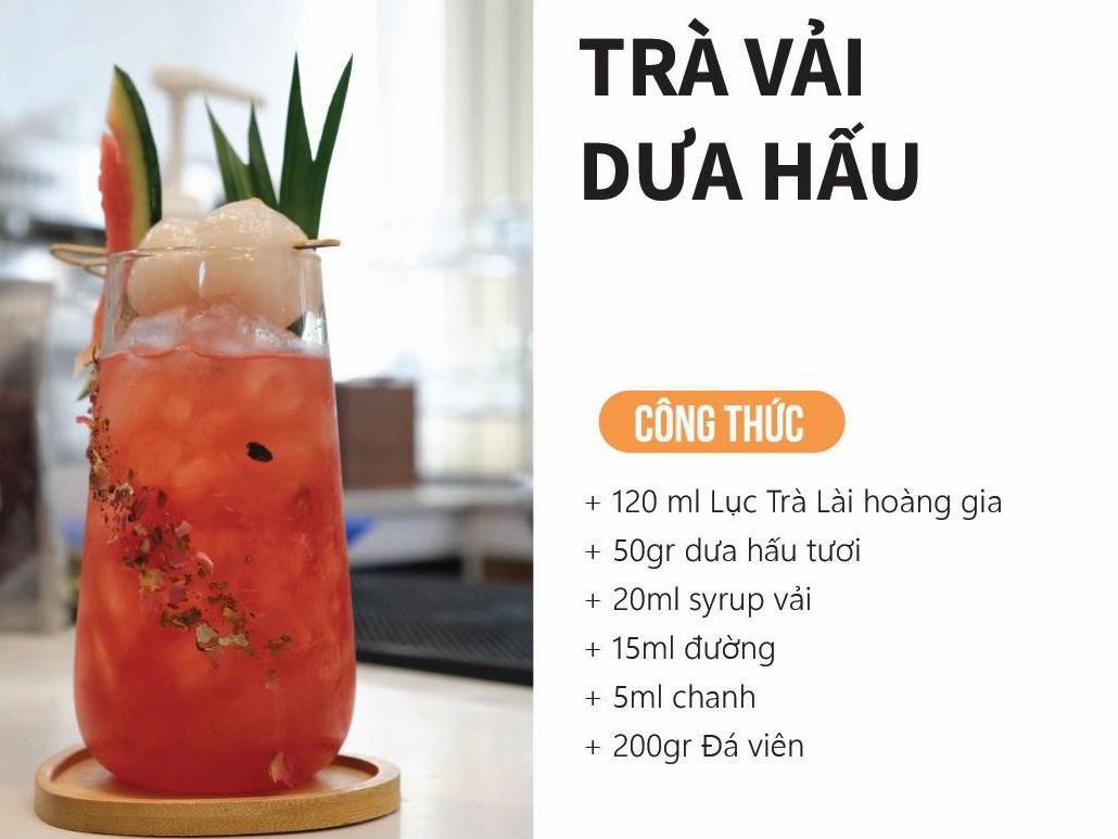 Tổng hợp công thức pha chế trà trái cây: Trà Táo Xanh Nha Đam, Trà Chanh, Trà Vải Dừa Hấu và Trà Vải