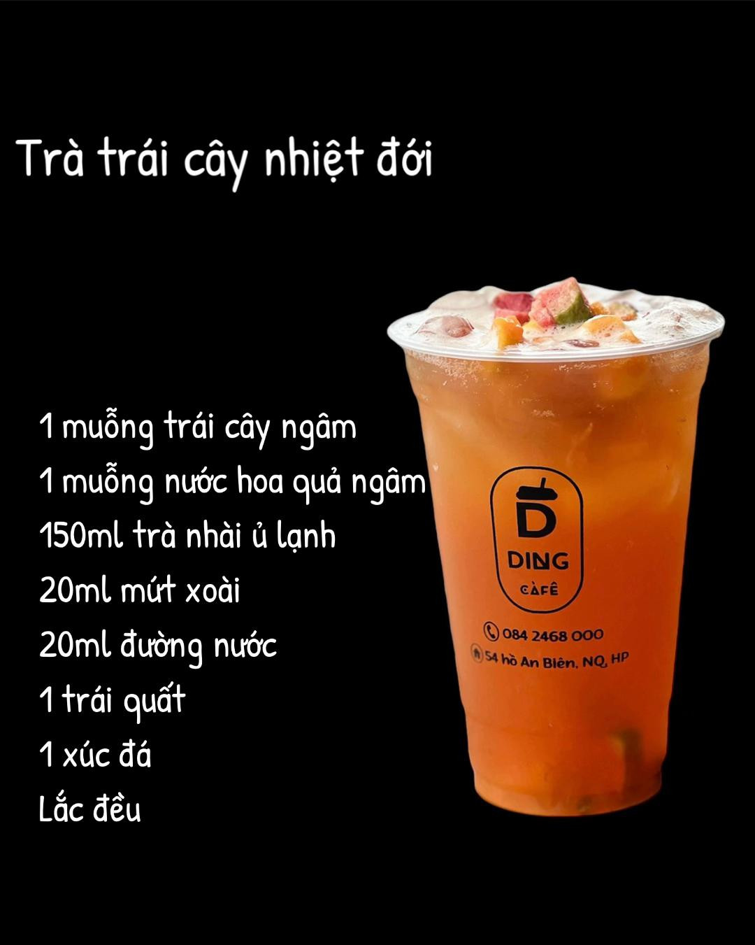 Tổng hợp công thức pha chế trà trái cây và matcha sữa dừa từ Tiệm Cà Phê Nhỏ Nhà Ding