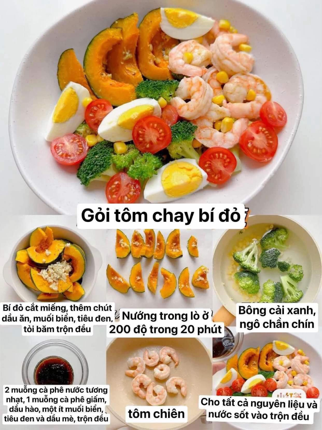 Tổng hợp công thức salad hàng tuần: Gỏi tôm bí đỏ, Salad dưa chuột, Salad bò bít tết và gà khoai tây tím