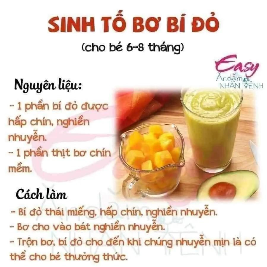 Tổng hợp công thức sinh tố bơ bổ dưỡng cho bé ăn dặm từ 6-12 tháng tuổi