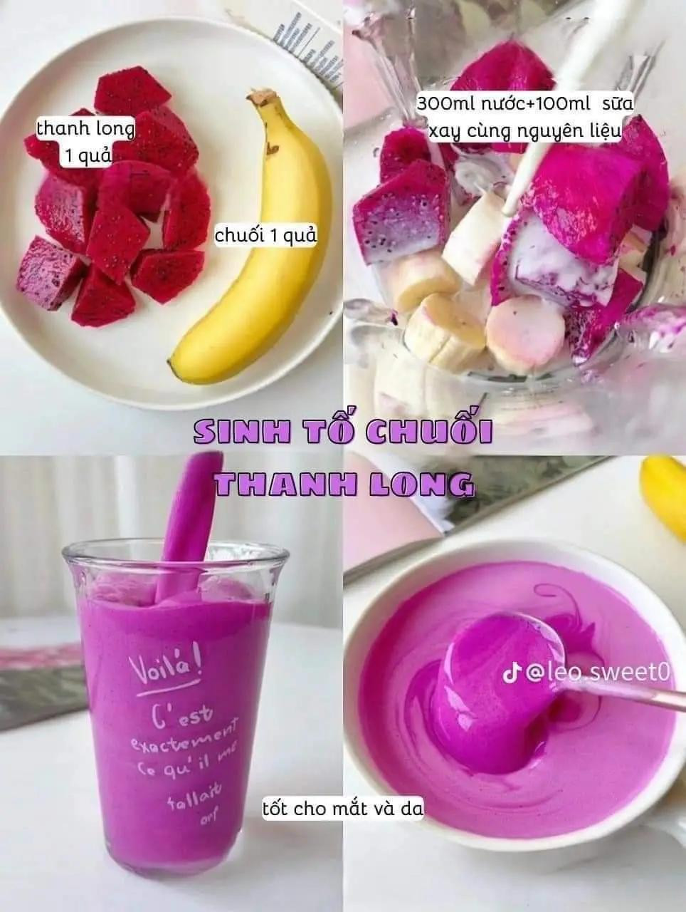 Tổng hợp công thức sinh tố healthy: táo chà là, thanh long chuối, việt quất, mè đen và dưa chuột xà lách