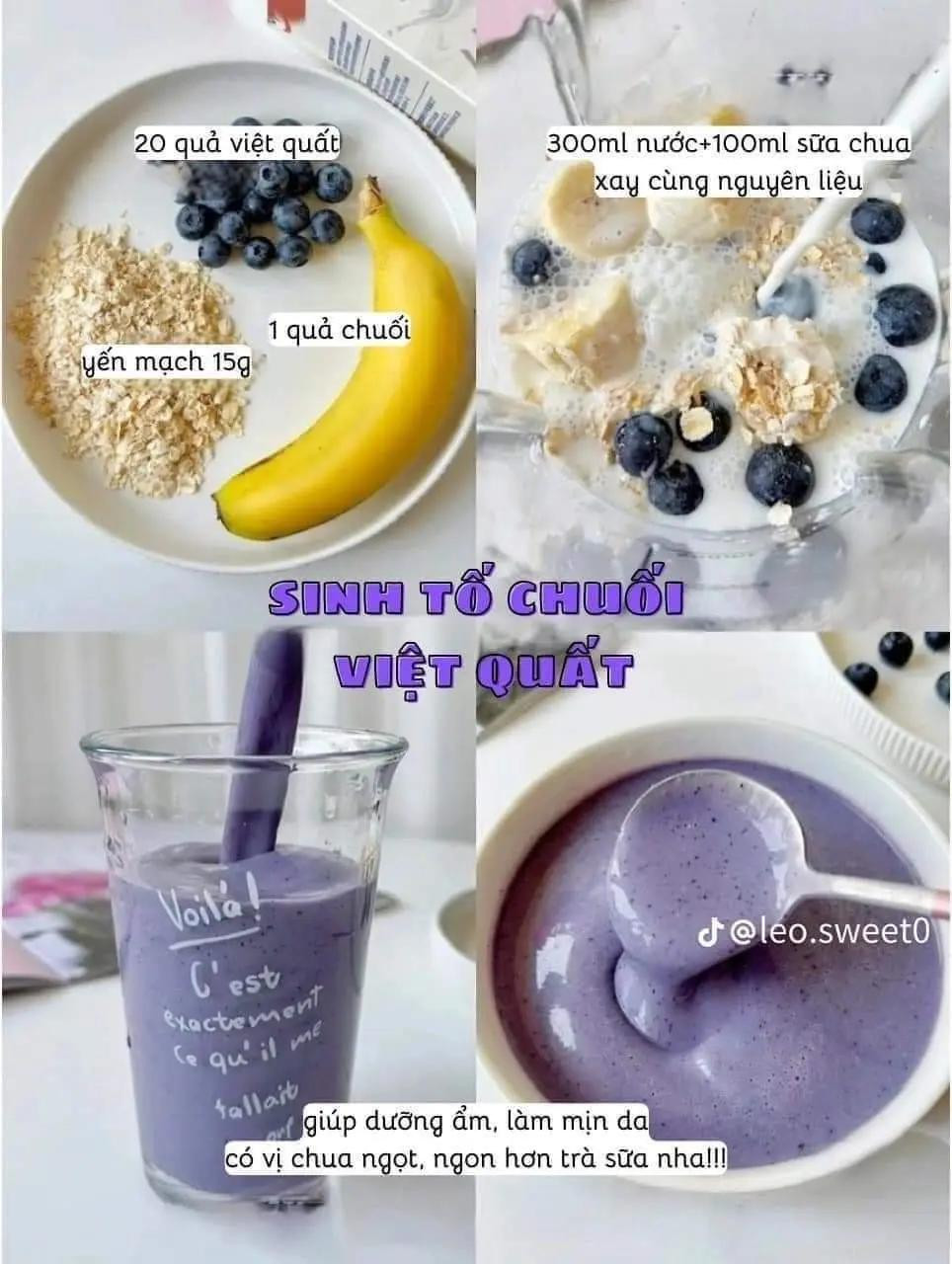 Tổng hợp công thức sinh tố healthy: táo chà là, thanh long chuối, việt quất, mè đen và dưa chuột xà lách