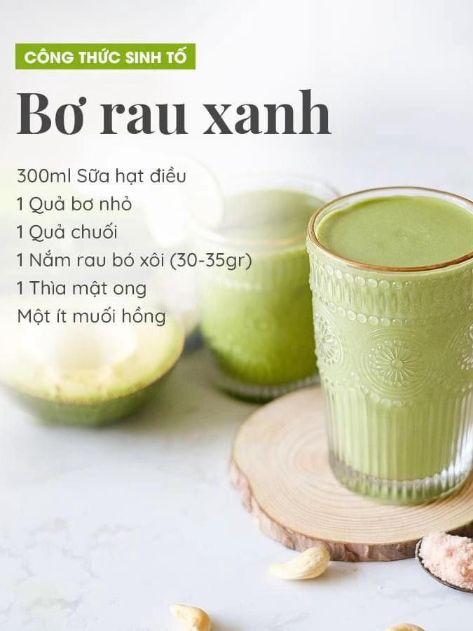 Tổng hợp công thức sinh tố và nước ép detox xanh từ bơ, matcha, dứa và táo