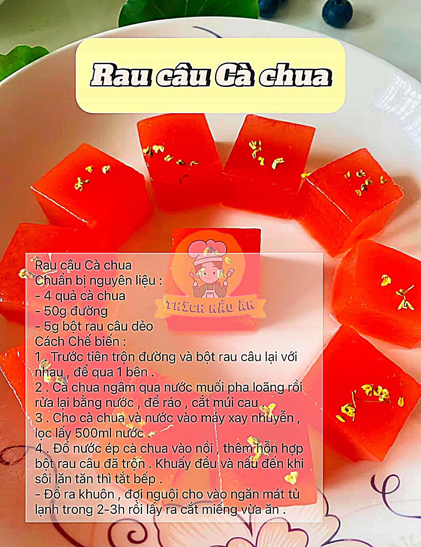 Tổng hợp công thức thạch rau câu từ hoa quả tươi: Dưa chuột, Cà chua, Dưa hấu, Chanh dây