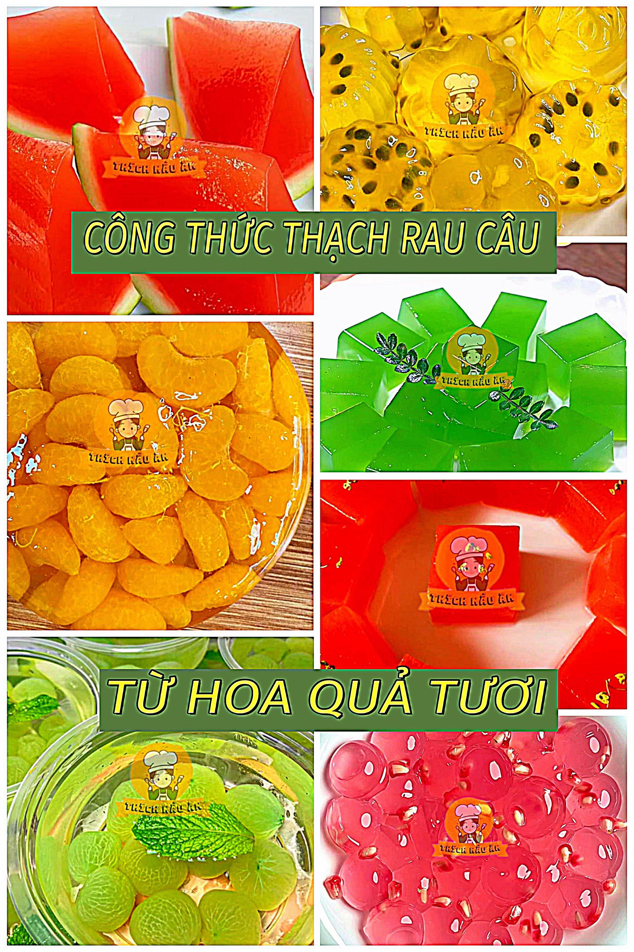 Tổng hợp công thức thạch rau câu từ hoa quả tươi: Dưa chuột, Cà chua, Dưa hấu, Chanh dây