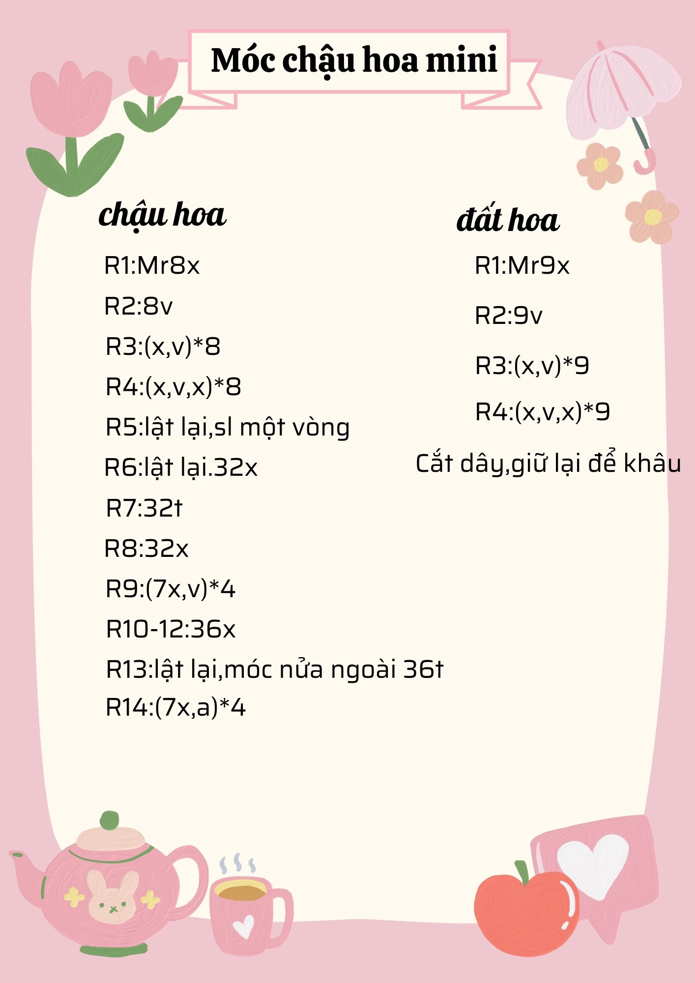 Tổng hợp hướng dẫn móc chậu hoa mini nhiều màu sắc