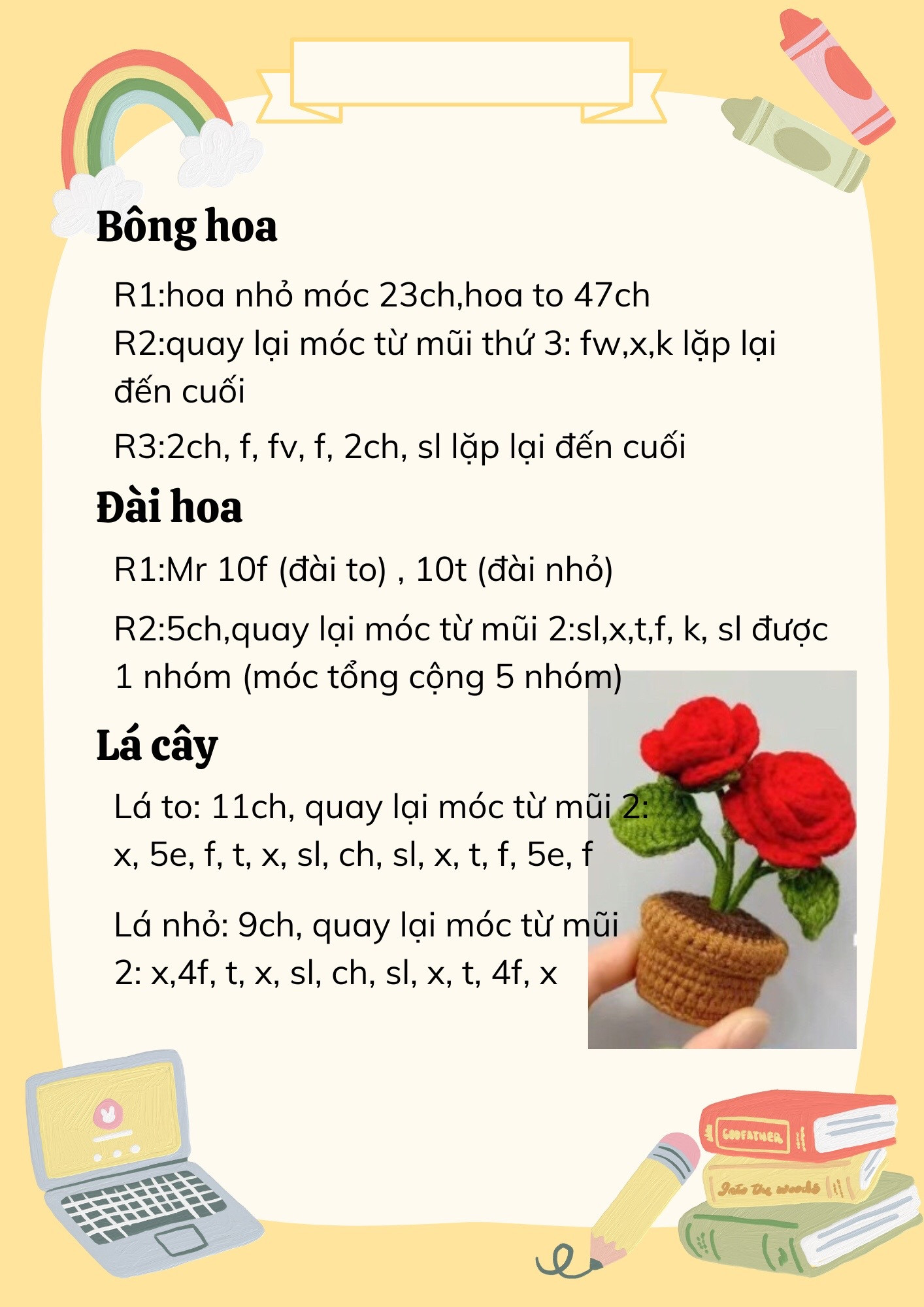 Tổng hợp hướng dẫn móc chậu hoa mini nhiều màu sắc