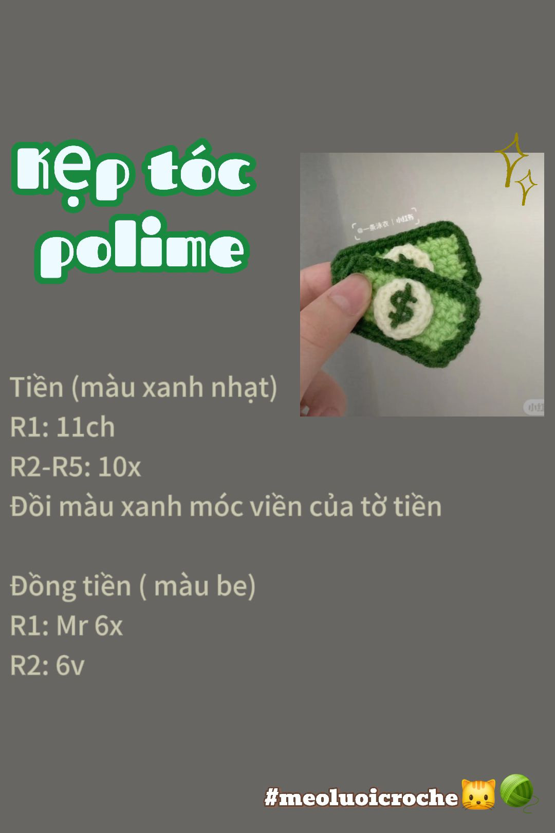 Tổng hợp hướng dẫn móc len: Kẹp tóc cà chua, củ cải, tiền polime, thỏ ngố và hải cẩu dễ thương
