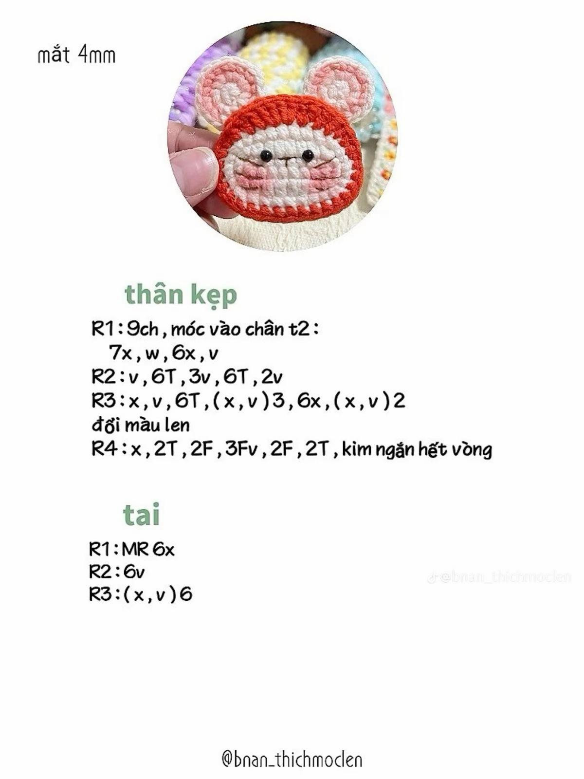 Tổng hợp hướng dẫn móc len kẹp tóc gấu, thỏ và mặt cười dễ thương