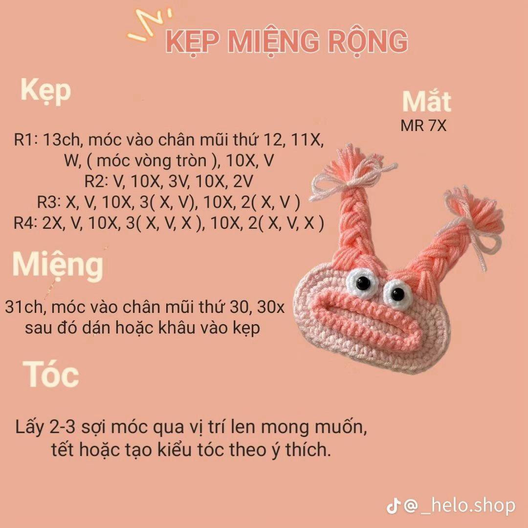 Tổng hợp hướng dẫn móc len kẹp tóc gấu, thỏ và mặt cười dễ thương