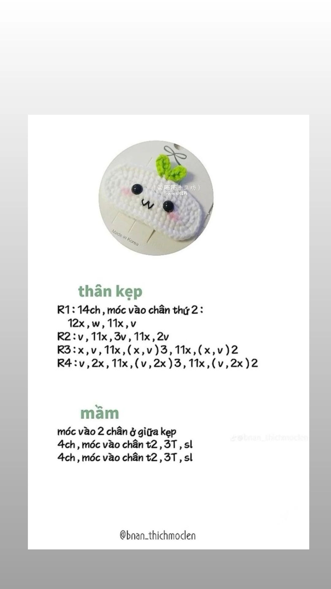 Tổng hợp hướng dẫn móc len kẹp tóc: Hoa, Thỏ, Cá và Trái cây dễ thương