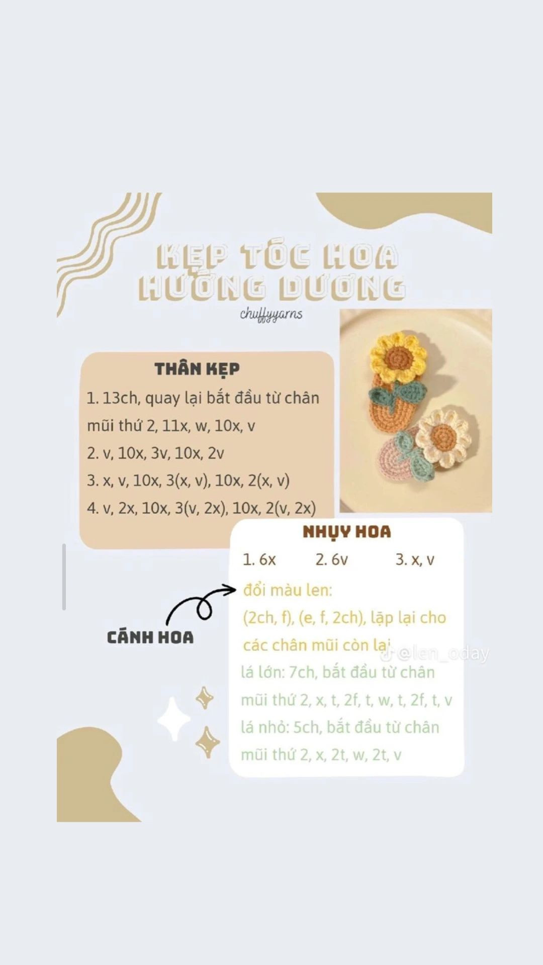 Tổng hợp hướng dẫn móc len kẹp tóc: Hoa, Thỏ, Cá và Trái cây dễ thương