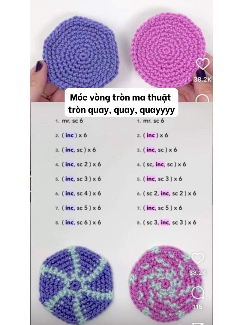 Tổng hợp mẹo móc len, ký hiệu mũi và bảng số bính cần khi lên hàng