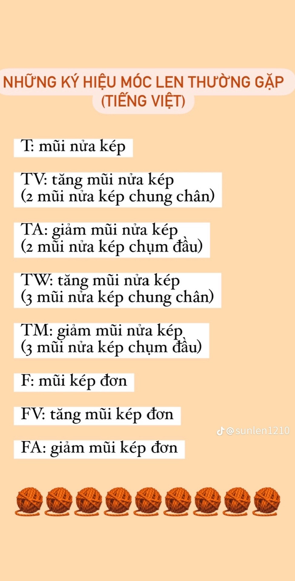 Tổng hợp những ký hiệu móc len thường gặp (Tiếng Việt)