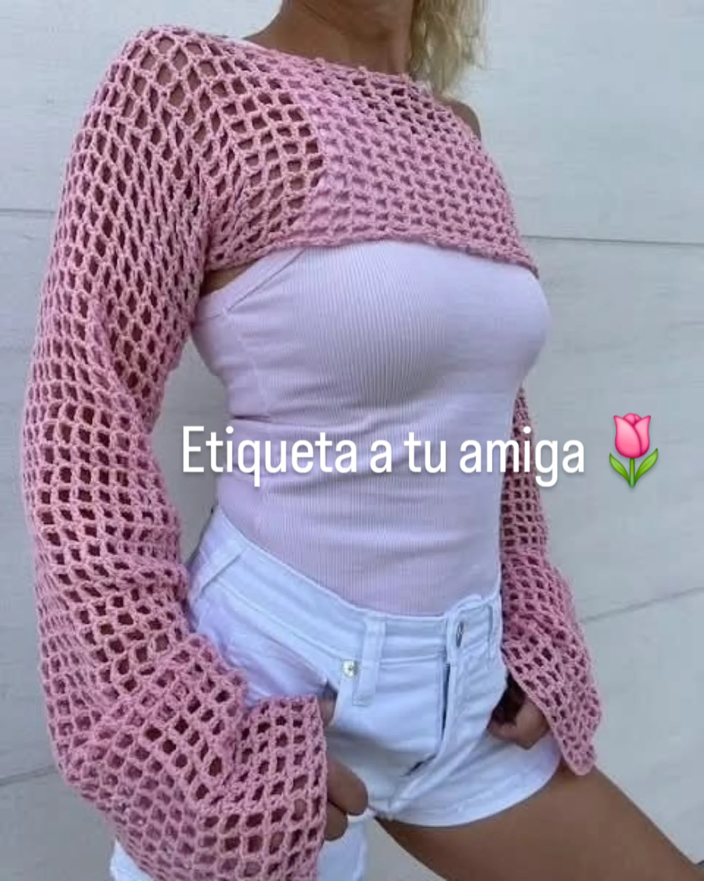 Top Crop Crochet de Algodón con Diseño Malla Abierta